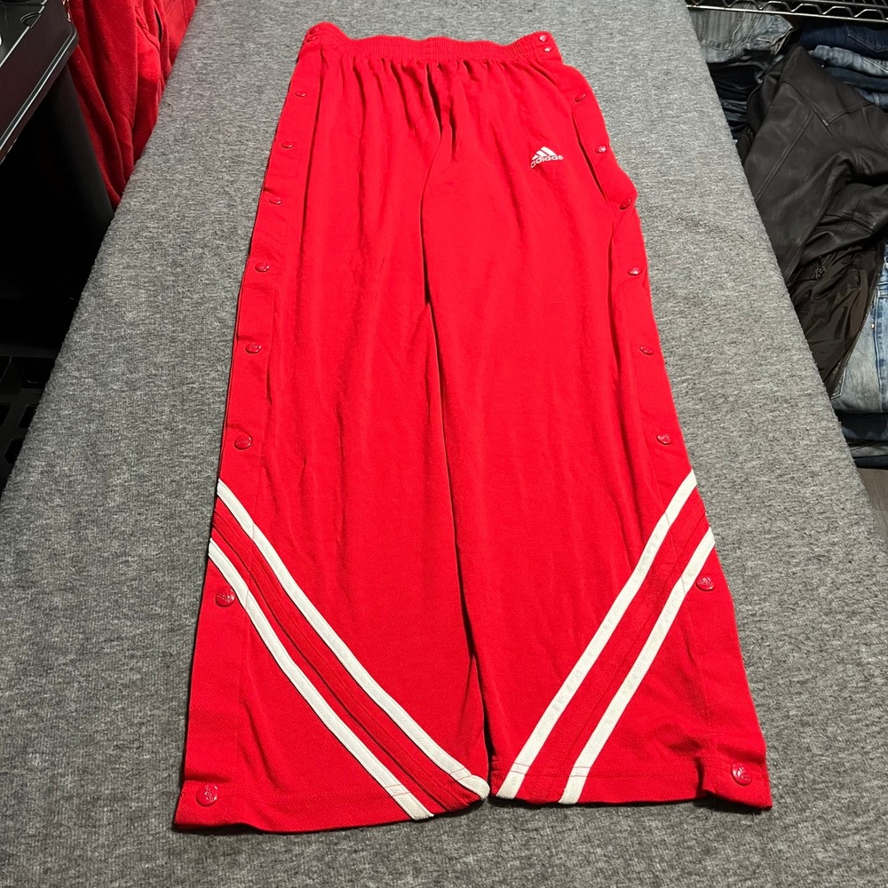 Adidas Mens Red Snap Breakaway Track Pants Vintage Style Tear Away Size Medium